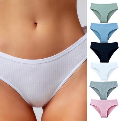 Roupa íntima de algodão para mulheres Sexy de cintura baixa Costurada Hipster Bikini Calcinha Cobertura total Respirável Cheeky Briefs
