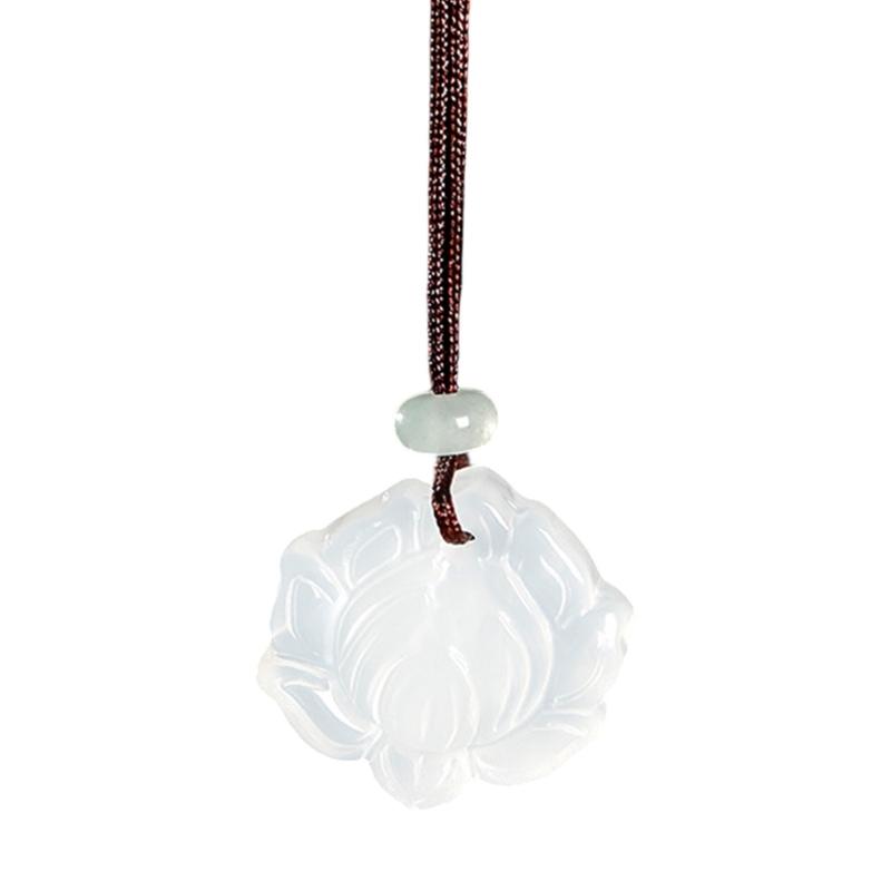

Refined Natural Chalcedony Pendant Necklace Stylish Natural Stone Charm Neckchain For Daily Accessories