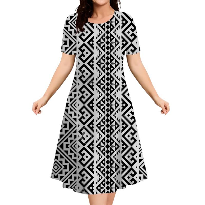 Summer Dresses Women's Plus Size Loose Dress Casual Striped Print Short Sleeve A-Line Dress Elegant Fashion Clothing