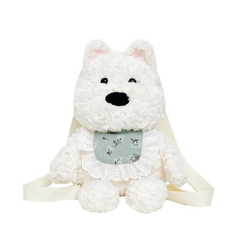 Shoulder Bag Westie Dog Plush Backpack Stuffed Running Dog Knapsack  Kids Playing Supplies