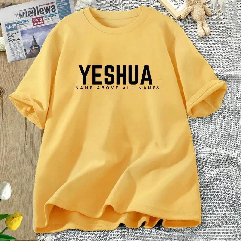 

Fashionable Yeshua letter printed Womens Tshirt fashionable round neck top casual short sleeved Womens clothing 4XL