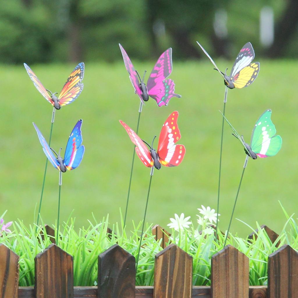 50 Stück Schmetterlingsstecker - Wasserdichte Garten-Schmetterlingsdekorationen für Hof, Innen- und Außenbereich, Terrasse, Blumentöpfe, Blumenbeete (Zufällige Farben)