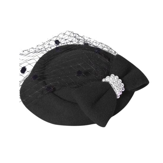Fascinators Hat for 50s Vintage Bridal Wedding Women Ladies 20s Pillbox Hat Cocktail чёрный