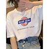 2025 Fashion Summer Cotton Blue Seal Cartoon Printing Womens Tshirts Round Neck Cute Y2K styles Oversized Casual Loose Top