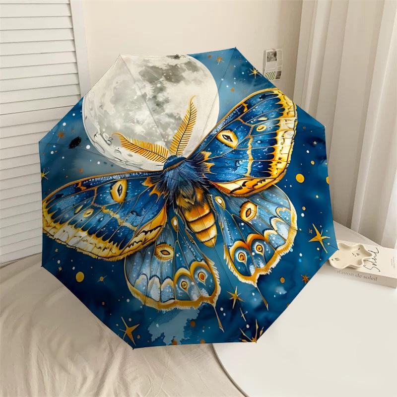 

1PC Moon Moth Umbrella-8-Rib Reinforced, Automatic Open, Lightweight & Durable, Cute Fashion Accessory for Outdoor-F2688
