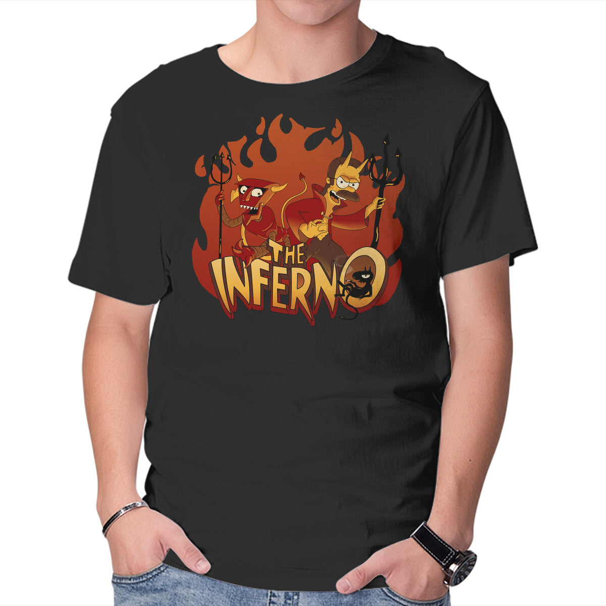 Unisex Crew Neck T-Shirt The Inferno Graphic Short Sleeve Casual Tee XL