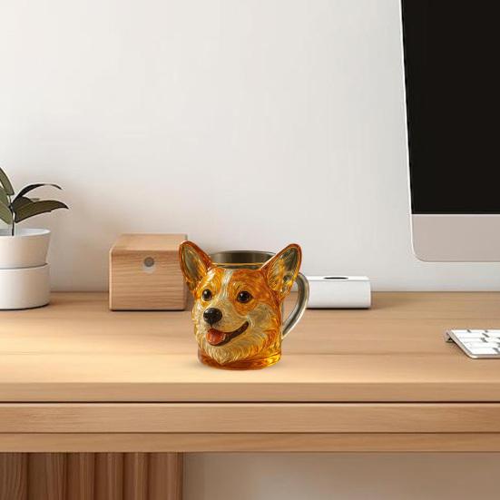 3D Hundefjes Glasskrus Morsom Vannkopp 11oz Gravering Kreativ Drikkebeholder Funky Skulpturelt Glass Gave til Hundelskere