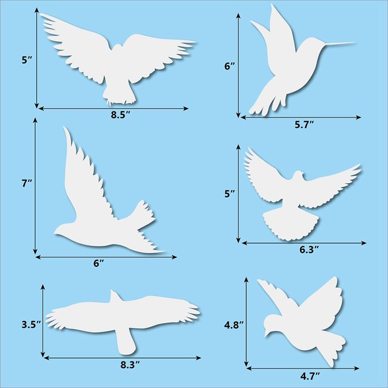 White Removable Window Stickers Electrostatic Glass Decorative Stickers Warning Crash Bird Sticker Anticollision