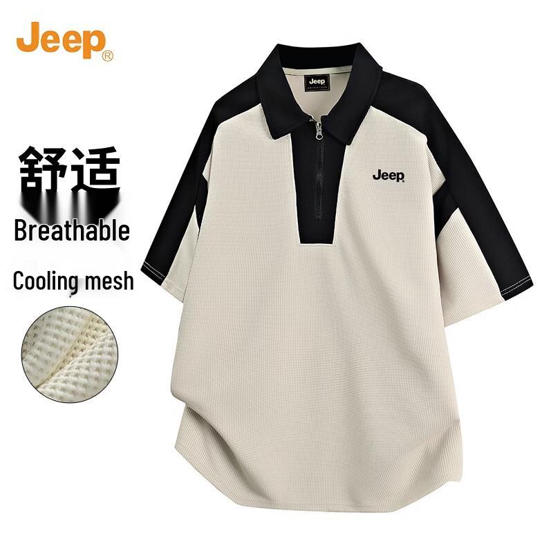 JEEP Men s Color-block Waffle Knit Polo Shirt XL