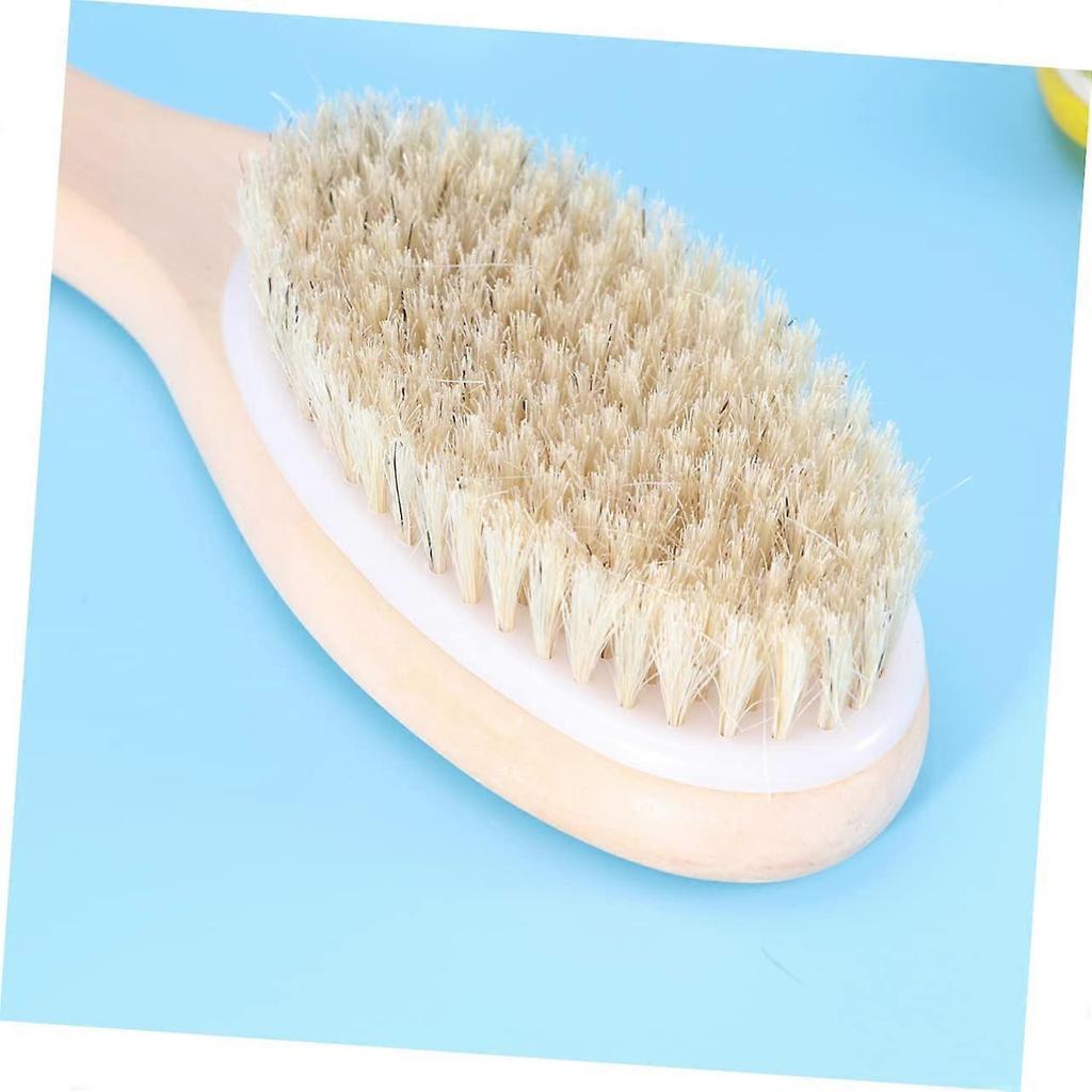 Bath Brush Set with Wooden Long Handle for Back Scrubbing and Effective Skin Exfoliation