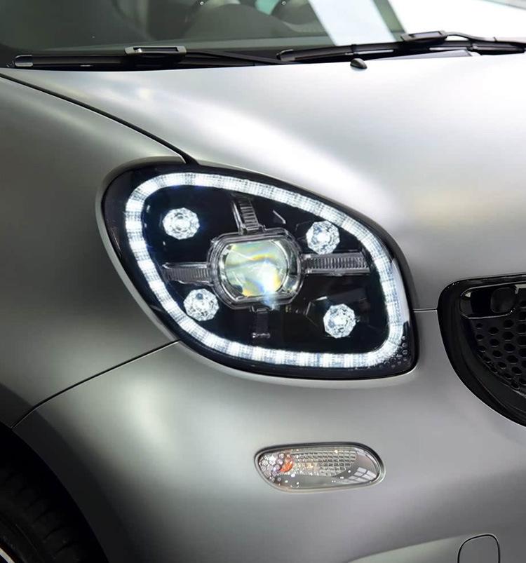 LED Headlight Assembly with Crystal Lens & Flowing Turn Signals for 15-19 Mercedes-Benz Smart