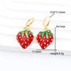 Gold-Plated Copper Strawberry Earrings with Zirconia Drip Oil - DIY Jewelry.