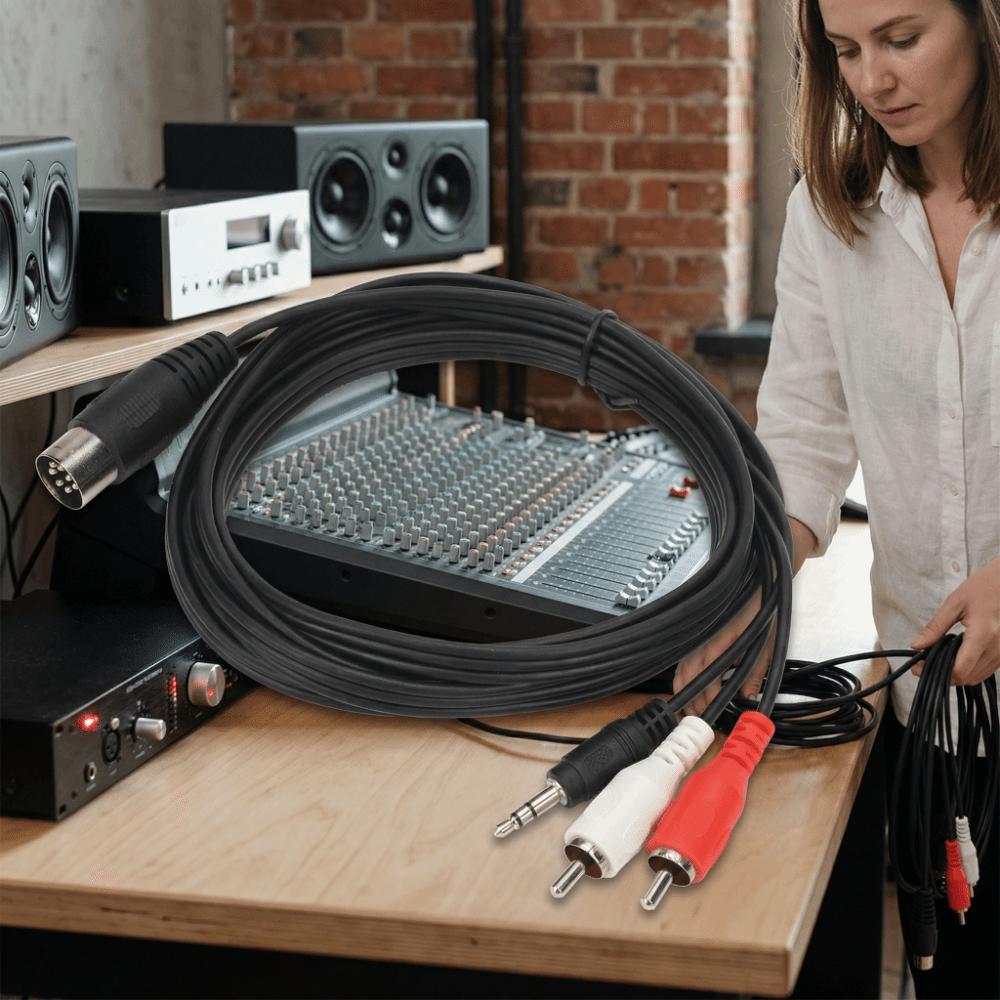5.9ft DIN 8Pin to 3.5mm + 2RCA Cable Male to Male Audio Connection Cable  Vintage Audio Equipment