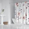 1 Piece Of 180X180Cm Pink Ink Floral Digital Printing Shower Curtain Partition, Bathroom Waterproof And Mold Resistant