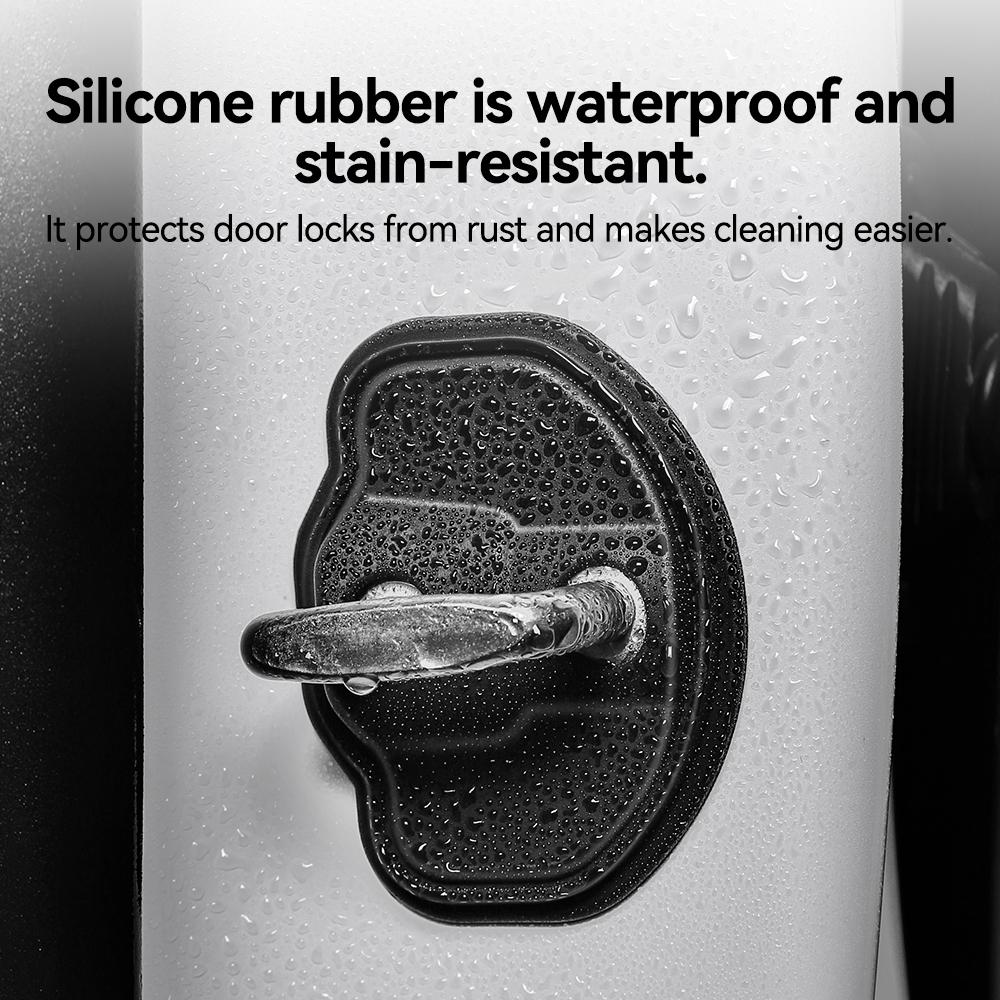4pcs For Tesla Model 3/Y Highland Juniper Easy To Assemble Silicone Car Door Lock Covers Protective Decoration Case Accessories