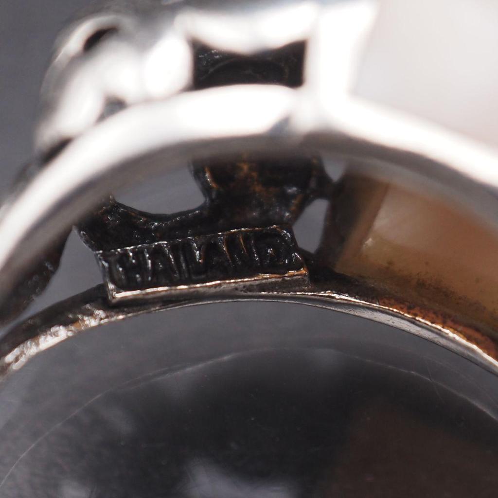 Used X983 Shell THAILAND 925 Engraved Ring Openwork Arabesque Design Silver Ring Vintage No. 11