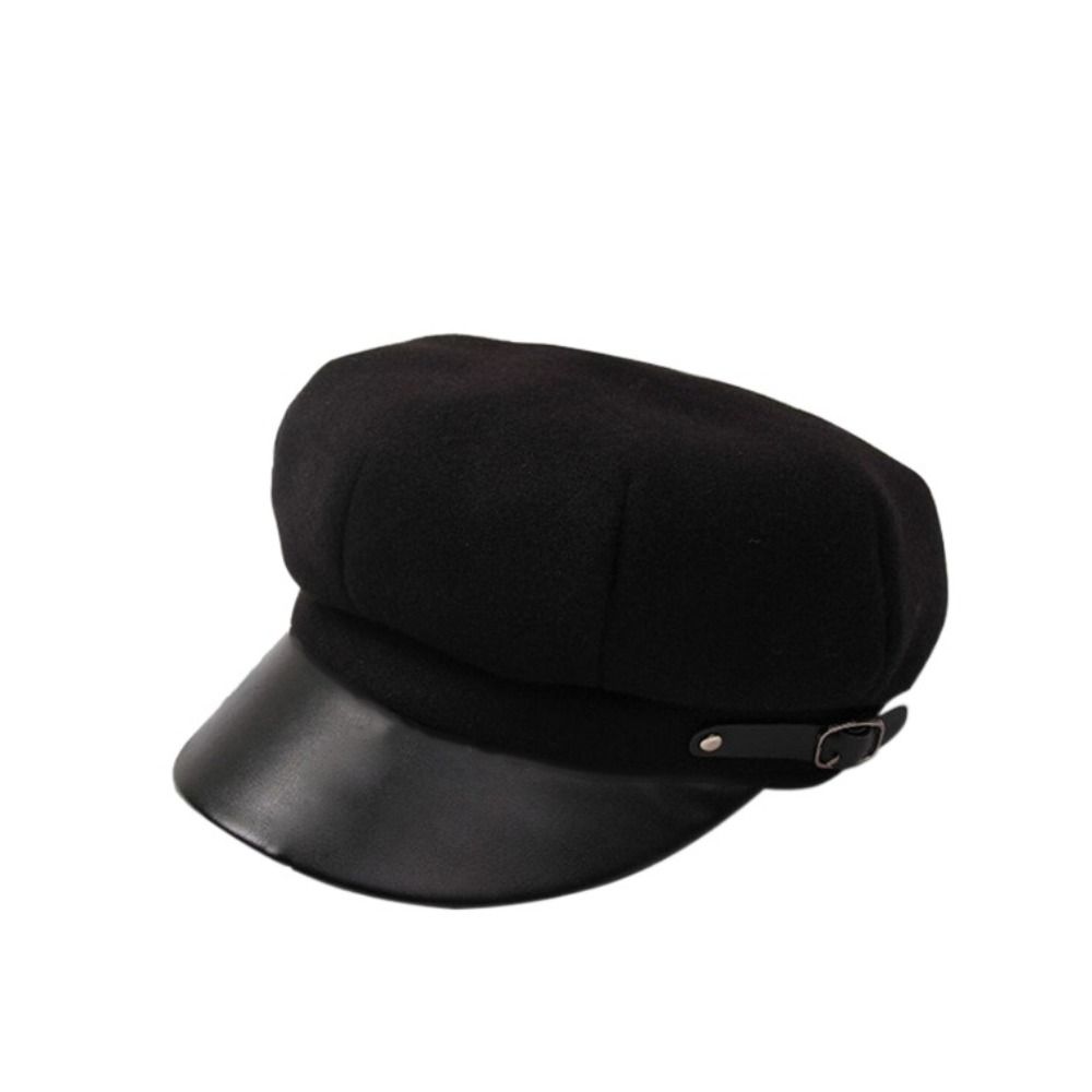 Korean Style Women Octagonal Cap Solid Color Winter Painter Hat Retro Woolen Beret  Ladies