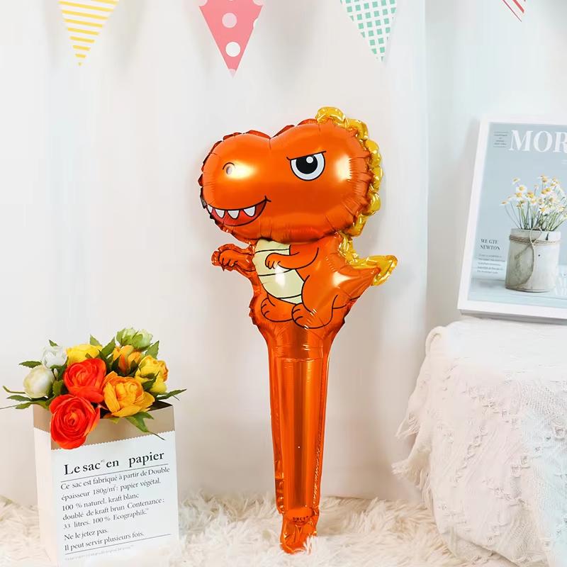 5pcs/set dinosaur themed kids' handheld stick balloons for birthday party baby shower Inflatable toys for children