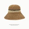Japanese-style wide-brimmed straw hat for summer, beach fashion, vacation sun hat, handmade versatile fisherman hat, sun protection bucket hat for