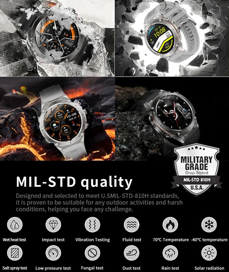2025 NEW Original Built-in Dual-band GPS Men Smartwatch BT Call Fitness Military 10ATM IP68 Military Sport Smart Bracelet  for Xiaomi