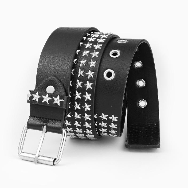 New Women's European and American Fashion Rivet Punk Style Five-pointed Star Hot Girl Heavy Industry Jeans Belt Decorative Wide Belt