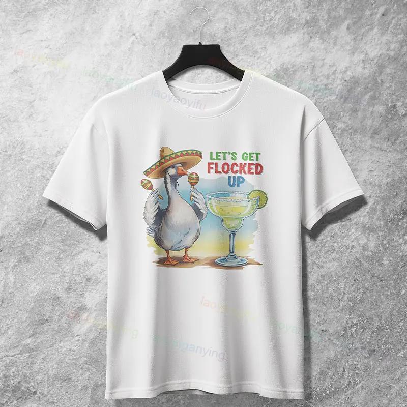 Lets Get Flocked Up Goose Margarita Graphic Tee Unisexs Casual Cotton Short Sleeve TShirt S
