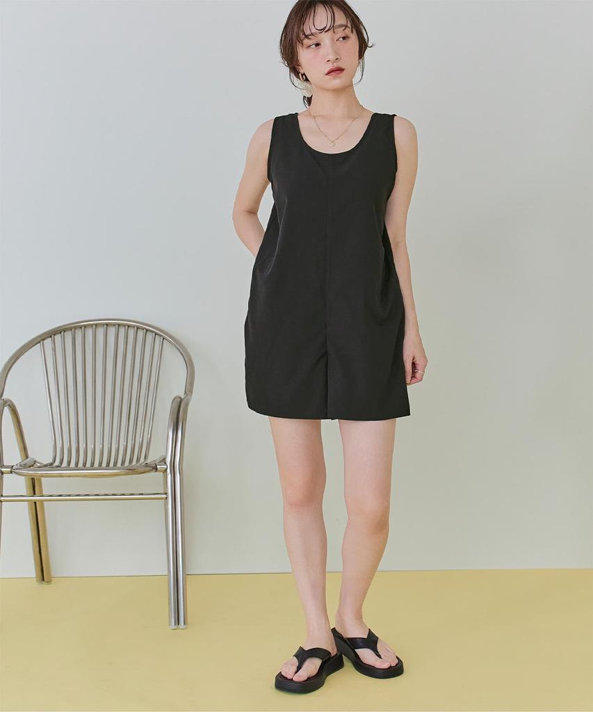 Seedless DAXM0429 Women's Simple Tank Top All-in-One Swimsuit, Size M, Black