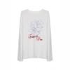 Women's Casual Long Sleeve Crew Neck Printed T-Shirt - Slimming, Sun Protection, Loose Fit, White Summer Cover-up.