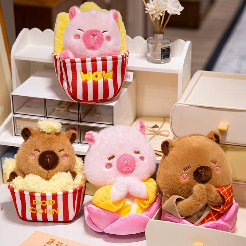 Popcorn Capybara Lotus Fries Plysjleketøy Tegneserie Kosedukke Dekorasjon Gave