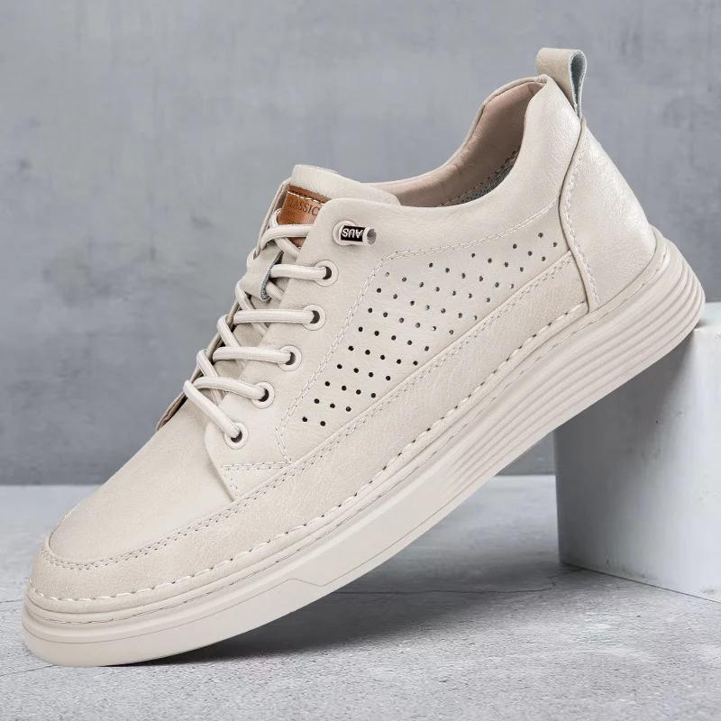 Fashion Handmade Genuine Leather Mens Shoes Design Sneakers Man Comfortable Men Casual Shoes Outdoor Hot Sale Moccasins Driving Shoes