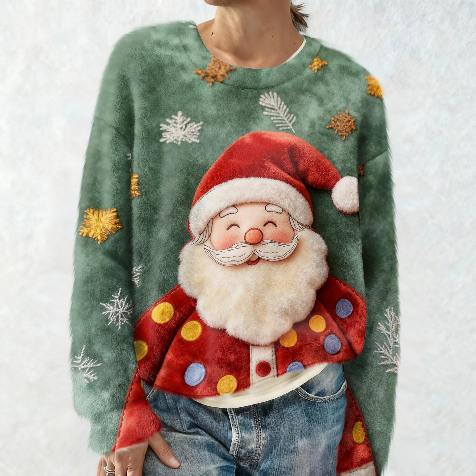 

Жіночий Модний Повсякденний Топ з Круглим Вирізом та Довгим Рукавом, Принтований Пуловер-Світшот XXL