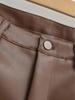 American Retro Style Slimming PU Leather Shorts with Hip Padding for Petite Figures