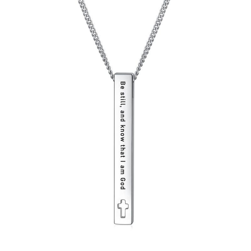 Stainless Steel and Titanium Long Strip Bible Lady Necklace