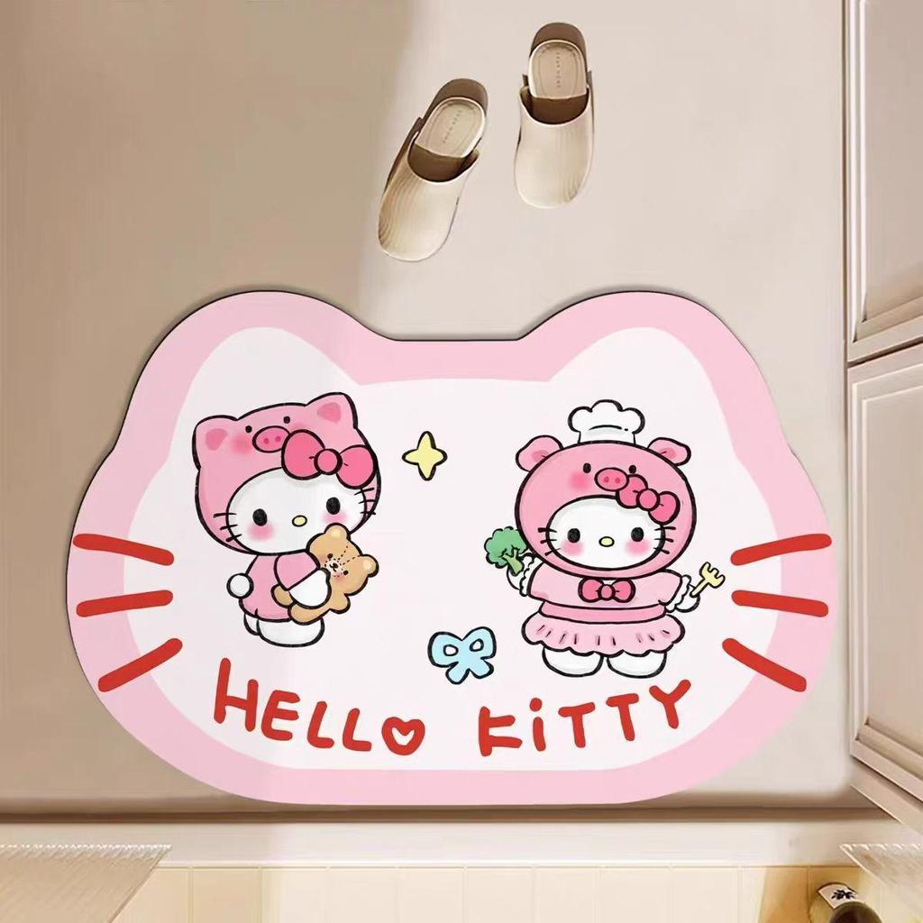 Hello Kitty Quick-Dry Non-Slip Diatomaceous Earth Bath Mat - Absorbent and Easy to Clean