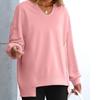 Women's Loose And Comfortable Solid Color V-neck Loose Sportswear Sweatshirt
