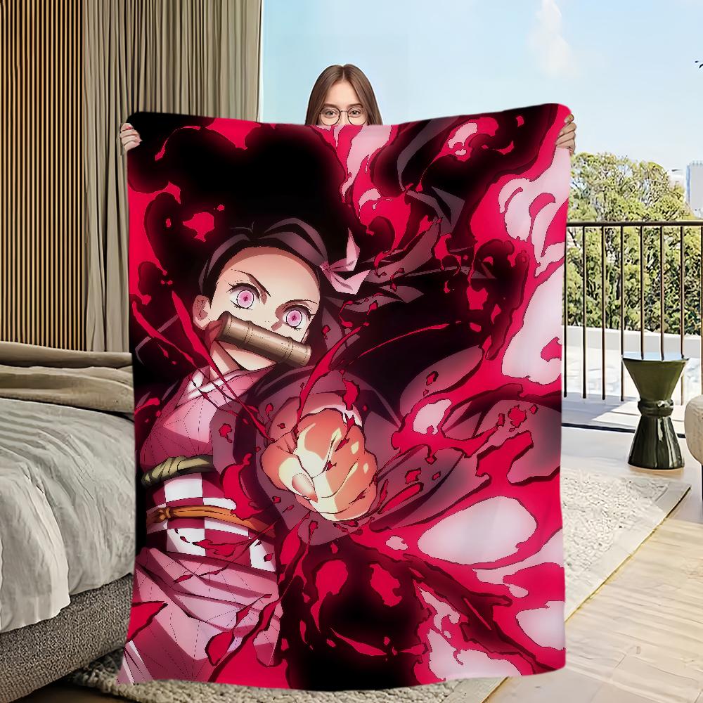 Hot-blood anime D-DemonS S-Slayer Flannel warm comfort soft plush blanket for sofa living room office bedroom travel gift