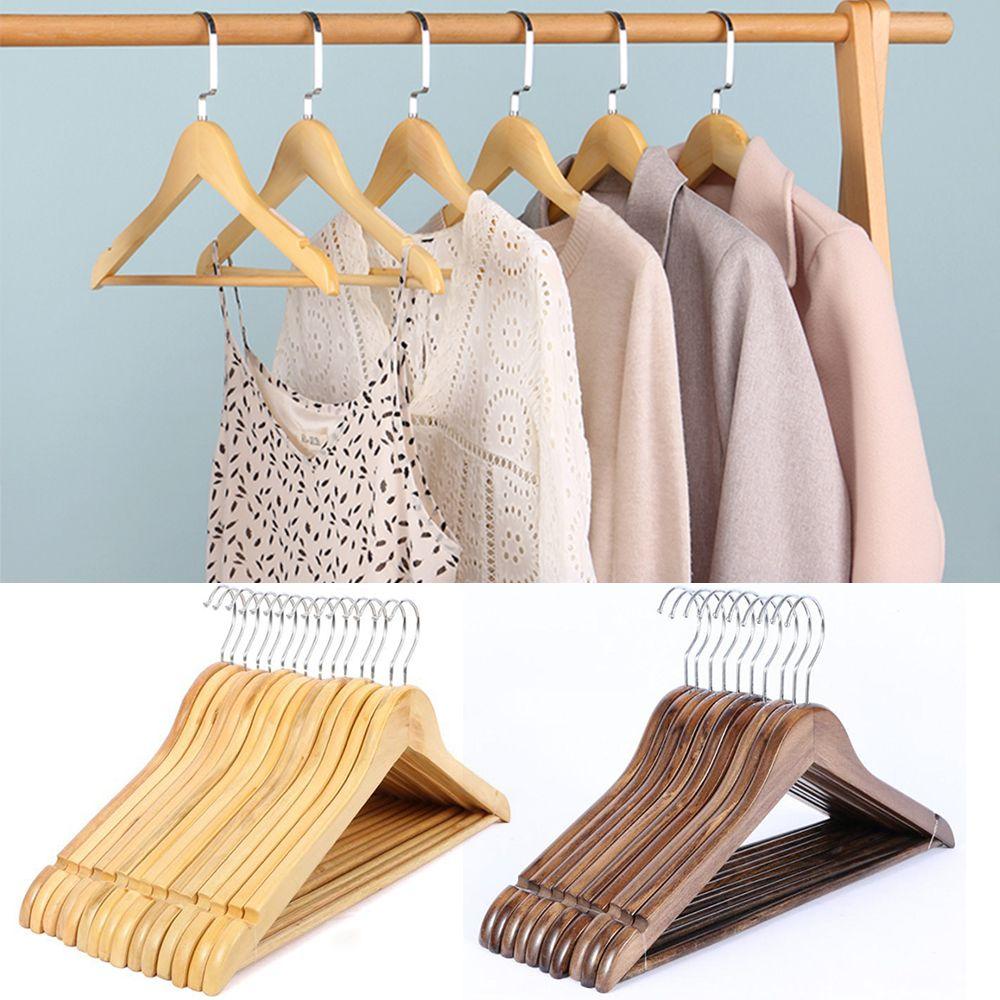 High-Grade Natural Wooden Shirt Coat Hangers Garments Clothes Trouser Bar