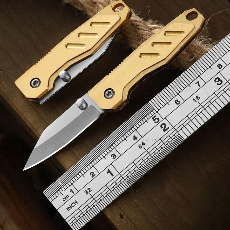 EDC Mini Folding Knife Brass Portable Keychain Open Box Disassembly Express Knife Outdoor Portable Sharp Fruit Knife