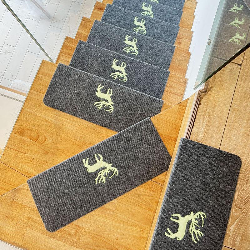 Luminous Self-Adhesive Stair Tread Mats - Splicable, Glue-Free, Solid Wood Protection Carpets