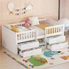 Children's Bed 90x200 Cm with Storage Space, Wooden Bed with Slatted Frame & 4 Drawers, Youth Bed with Ladder and Fall Protection - Solid Pine Wood, Without Mattress