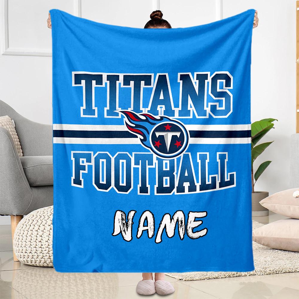 Titans Football Jersey Customize Text Blanket Throw Customizable Blanket Soft & Cozy Versatile for Chair Couch Office Picnics All-Season Use