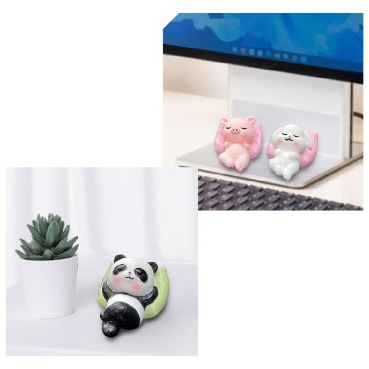 Enfeite de Decoração Animal de Desenho Animado Fofo Panda Dormindo Cachorro Porco Coelho Miniatura para Decoração de Mesa, Prateleiras ou Carro