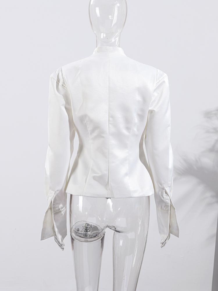 Women's V-neck Jacket Women's Solid Color Single Breasted Jacket Ladies' Waist Cinched Suit 2026