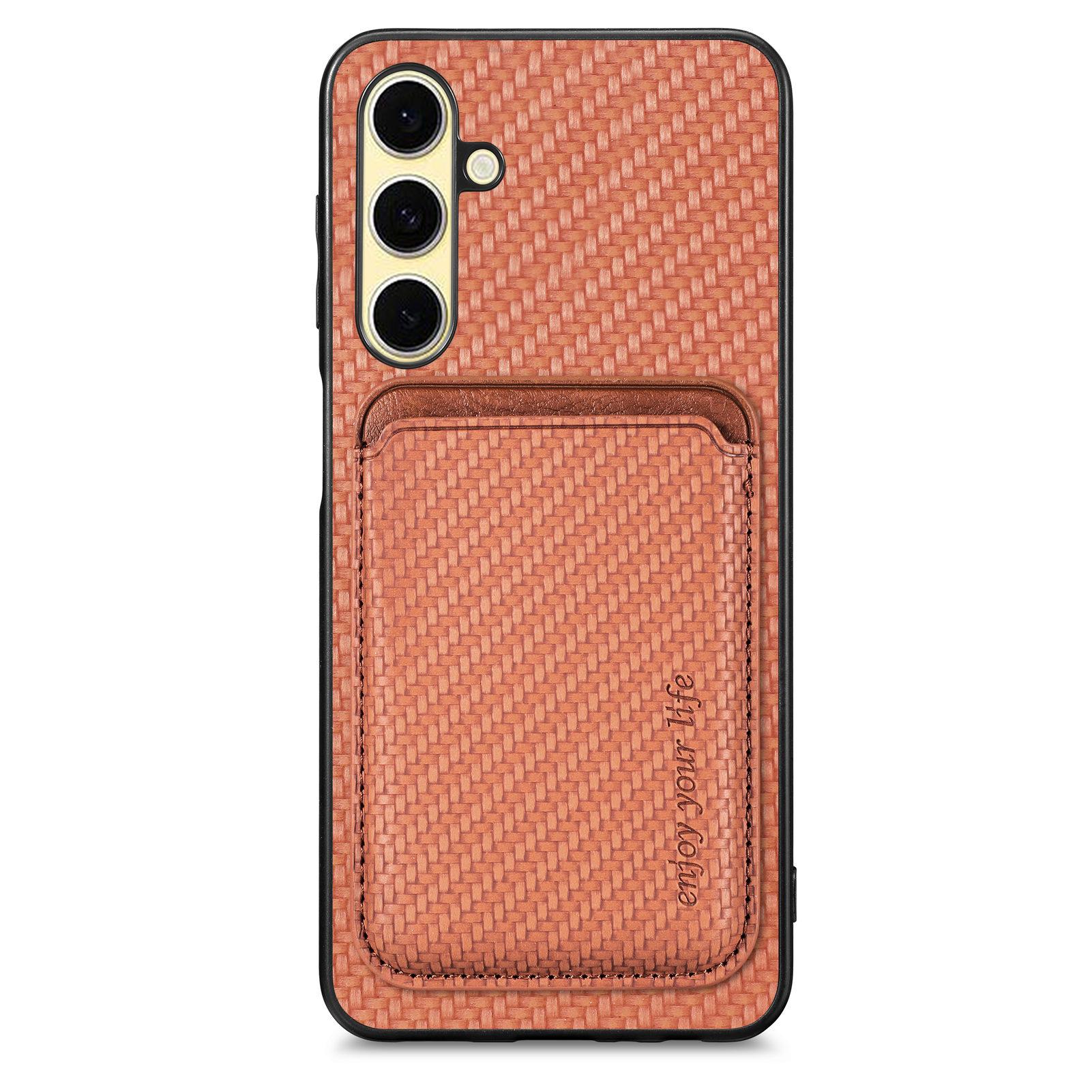 

For Samsung Galaxy A56 5G Case Magnetic Detachable Card Holder Phone Back Cover Brown