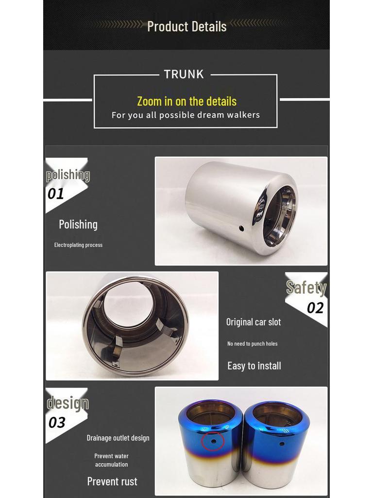 Stainless Steel Exhaust Tailpipe for Ford Kuga