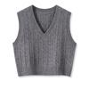 Women's Korean Style V-Neck Cable Knit Sleeveless Sweater Vest for Autumn/Spring
