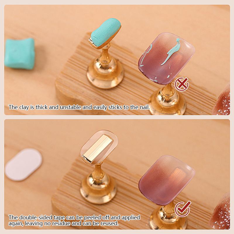 100Pcs Manicure Support Double-Sided Adhesive Tape Transparent Acrylic Nail Art Work Display Board Paste Adhesive Strip Cut-Free