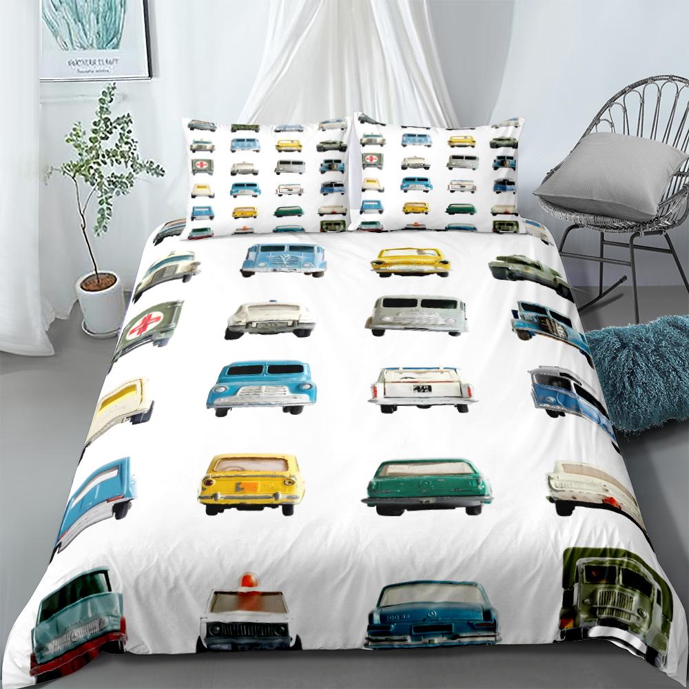 Antique Retro Car Gala Duvet Cover Set King Queen Double Full Twin Single Size Bed Linen Set