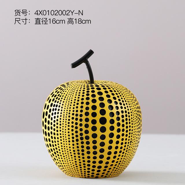 Japanese Yayoi Kusama Wave Point Apple Pear Pumpk Resin Craftwork Desktop Decoration Simulation Fruits Figurines ornament