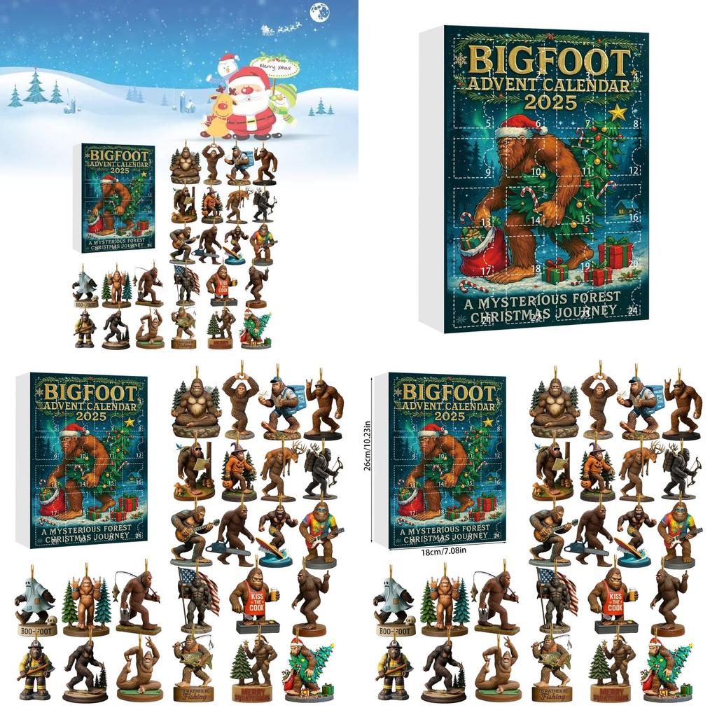 Kerst Adventskalender Met Bigfoot Monster Acryl Feestdecoratie Voor Party Cadeaus